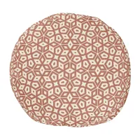 Abstract Terra Cotta Mosaic Round Pouf