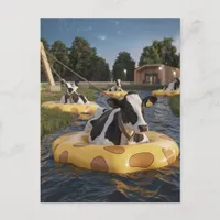 Funny Cows on a Float Trip Postcard