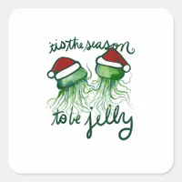 Tis The Season To Jelly Funny Jellyfish Christmas Square Sticker