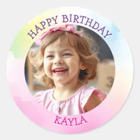 Personalized Girl's Birthday Photo Classic Round Sticker