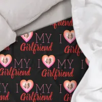 I Love My Girlfriend Photo Black Fleece Blanket