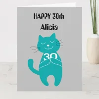 30th birthday cat 30 years simple name card cats