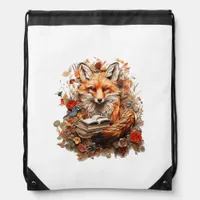 Cottagecore Aesthetic  With Book Cute Goblincore Drawstring Bag