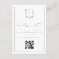 Floral Monogram Crest Wedding Website QR Code Enclosure Card