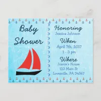 Baby Boy Sailboat Blue Baby Shower Invitation