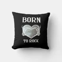 Skeleton Hands Grey Heart Modern Aesthetic Throw Pillow