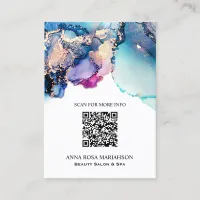 *~* QR CODE Yummy Turquoise AP29 Gold Gilded  Business Card