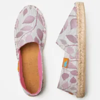 Pastel Violet Leaves on Gray Textured Paper Espadrilles