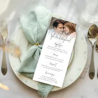 Informal Photo Script Boho Wedding Menu Card