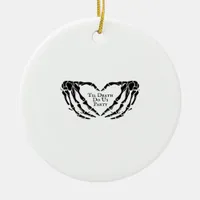 Til Death Skeleton Heart Hands Gothic Mood Ceramic Ornament