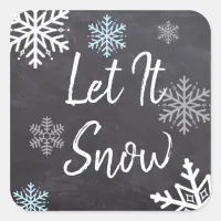 Let It Snow Chalkboard Style Background Christmas Square Sticker