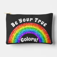 Rainbow Glitter Pride LGBT be your true colors Accessory Pouch