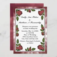 Red Roses Frame Image with Light Red Cloud Wedding Invitation