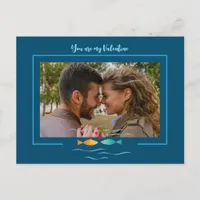 Cute love fish in ocean custom photo postcard