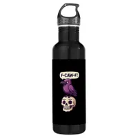 F-Caw-F Crow Skull Halloween Humor Graphic Design Stainless Steel Water Bottle