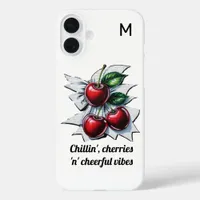 Chillin', Cherries 'n' Cheerful Vibes Street Art iPhone 16 Plus Case