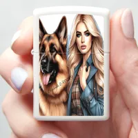 Timeless Blonde and German Shepherd Zippo Lighter