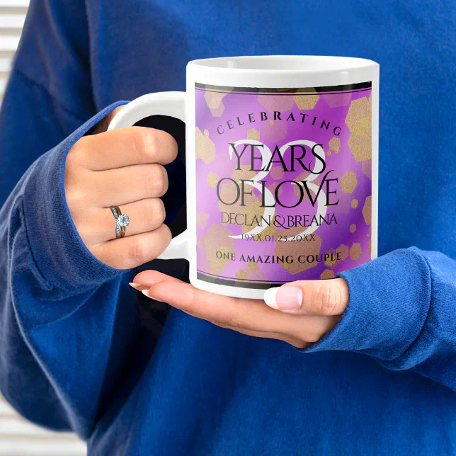 Elegant 33rd Amethyst Wedding Anniversary Giant Coffee Mug