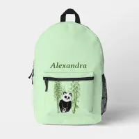 Cute Panda Sitting in Bamboo Printed Backpack