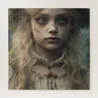 Portrait of a creepy undead Victorian blonde child Jigsaw Puzzle