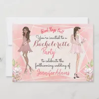 Bachelorette Party Glamourous Girls Peach Tones Invitation