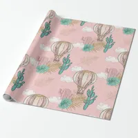 Pink and Gold Tropical Desert Wrapping Paper