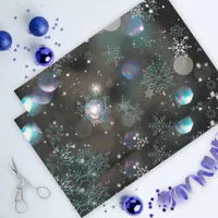 Falling Crystal Snowflakes and Bokeh on Black Tissue Paper