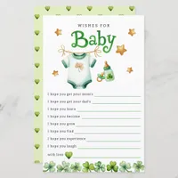 Wishes for Baby Irish Baby Shower Game Card