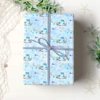 Blue Undersea Whimsy "Wild One"  Wrapping Paper