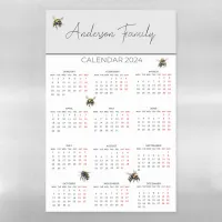 Bumblebees Family Name Calendar 2024  Magnetic Dry Erase Sheet