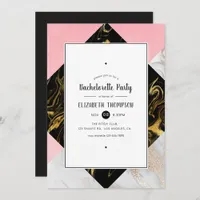 Gold Glam Glitter Marble Bachelorette Party Invitation