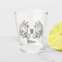 Personalized Winged Dragons Shot Glass