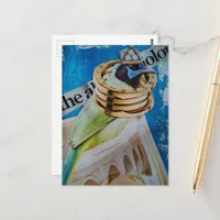 Bird Jewelry and Architecture surreal collage art Postcard