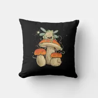 Cute Cottagecore Aesthetic Mushroom Frog Goblincor Throw Pillow