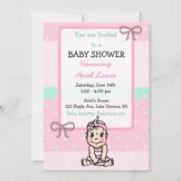 Cute Hand drawn Baby Girl Baby Shower Invitation