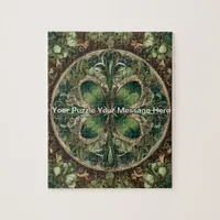 Green Shamrock Mandala Jigsaw Puzzle