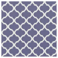 Navy Blue and White Hamptons Quatrefoil Trellis Fabric