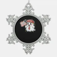 Trumpkin, I Always Get Ghosted, Halloween, Spooky, Snowflake Pewter Christmas Ornament