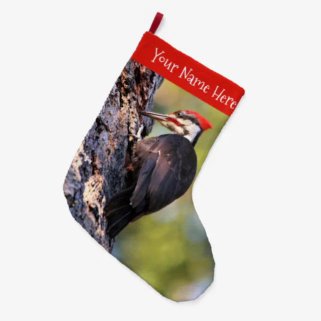 Beautiful Pileated Woodpecker on the Tree Large Christmas Stocking