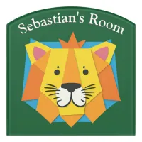 Papercraft Effect Lion Picture Custom Name Kids Door Sign