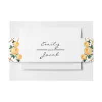 Elegant Gold Glitter Geometric Orange Floral Wed Invitation Belly Band