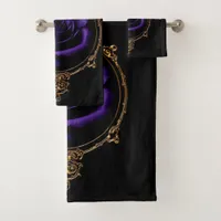 Romantic, Vintage Goth Purple Roses  Bath Towel Set