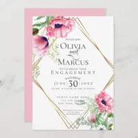 Engagement Watercolour Pink Poppies Invitation