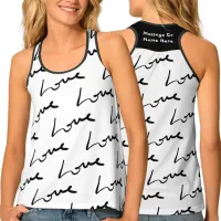 Love Repeating Pattern | Black And White Valentine Tank Top