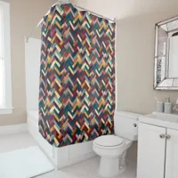 Cozy Autumn Tones Weave Pattern Shower Curtain