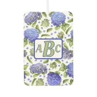 Blue Hydrangeas Pattern Personalized Monogram Air Freshener