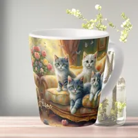 Cats on the sofa - cute scene in vintage look latte mug