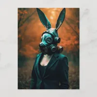 Creepy apocalyptic Gas Mask Rabbit Postcard