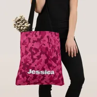 Monogram Name on Pink Camo | Tote Bag