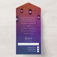 Purple and Gold Foil Arabian Wedding All In One In All In One Invitation